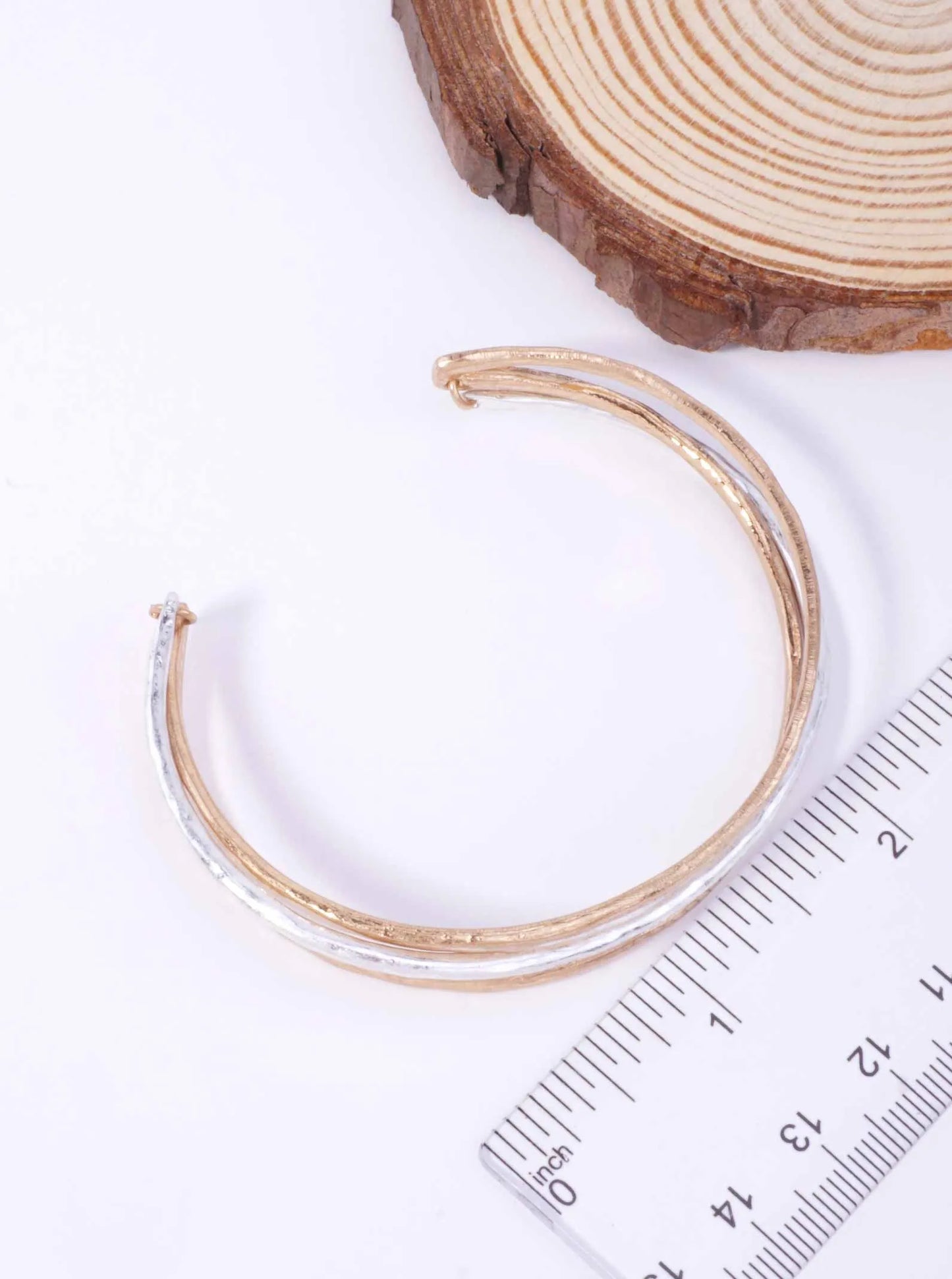 Two-Tone Hammered Zinc Alloy Cuff Bracelet