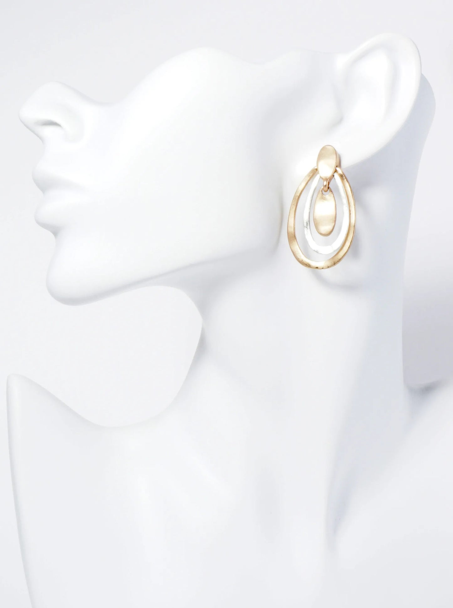 Two-Tone Multi Oval Drop Dangle Post Earrings