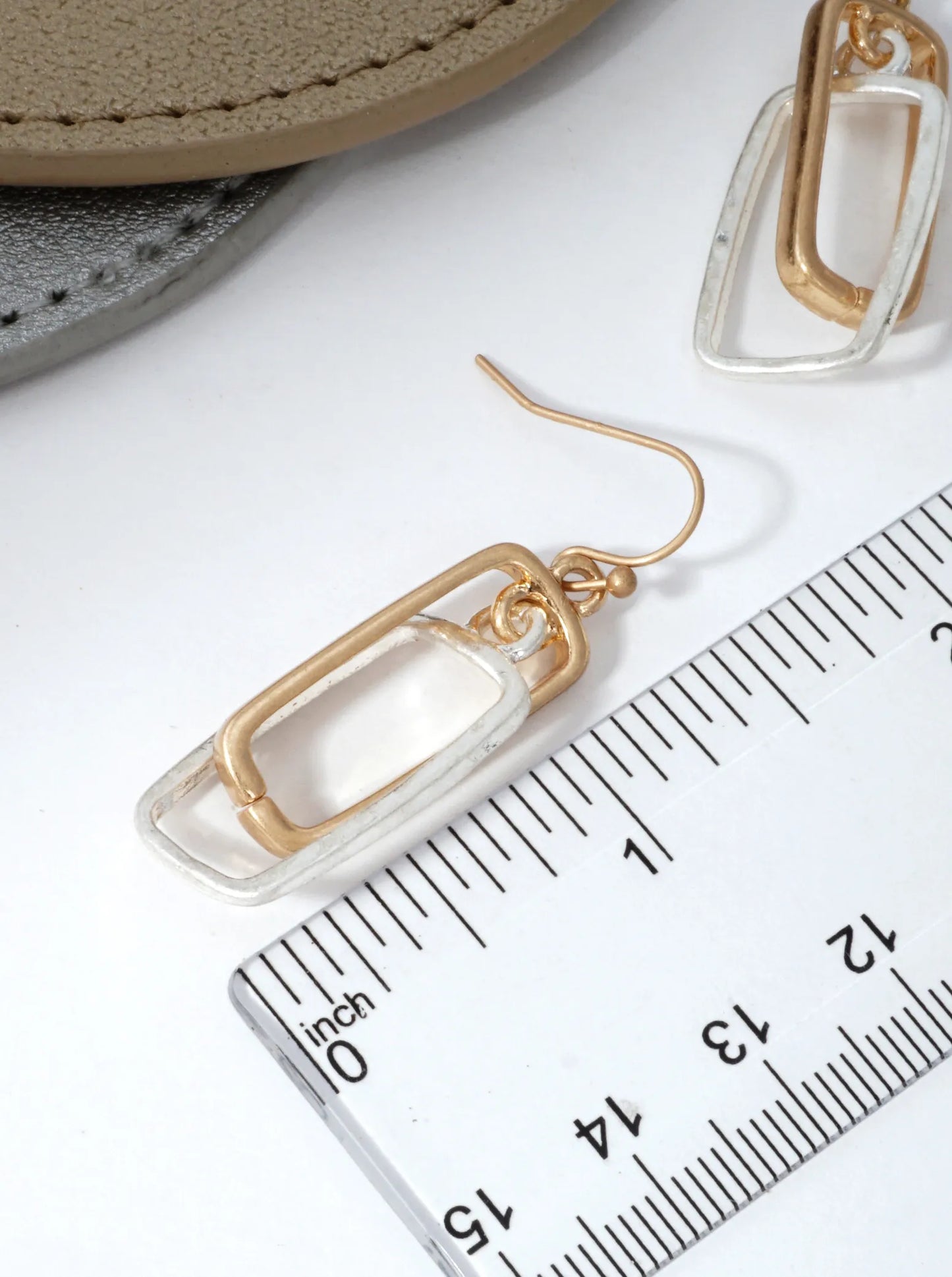 Two-Tone Rectangle Link Earrings