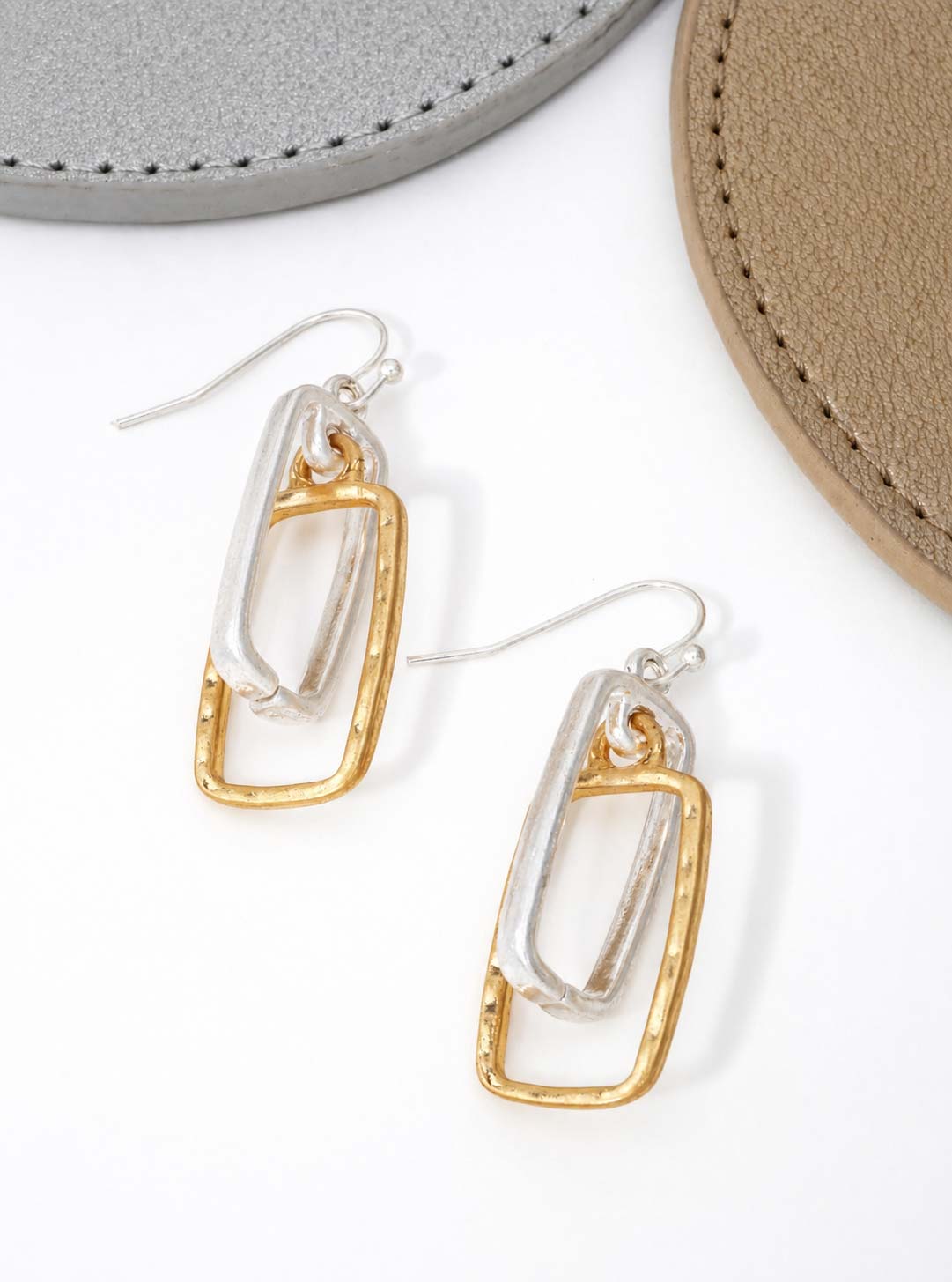 Two-Tone Rectangle Link Earrings
