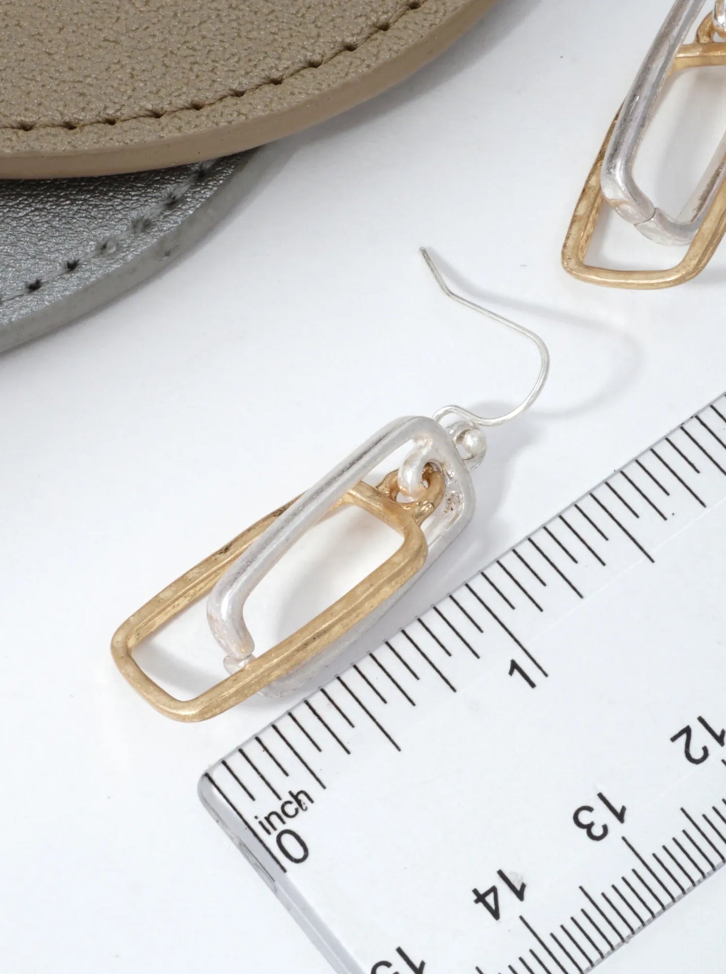 Two-Tone Rectangle Link Earrings