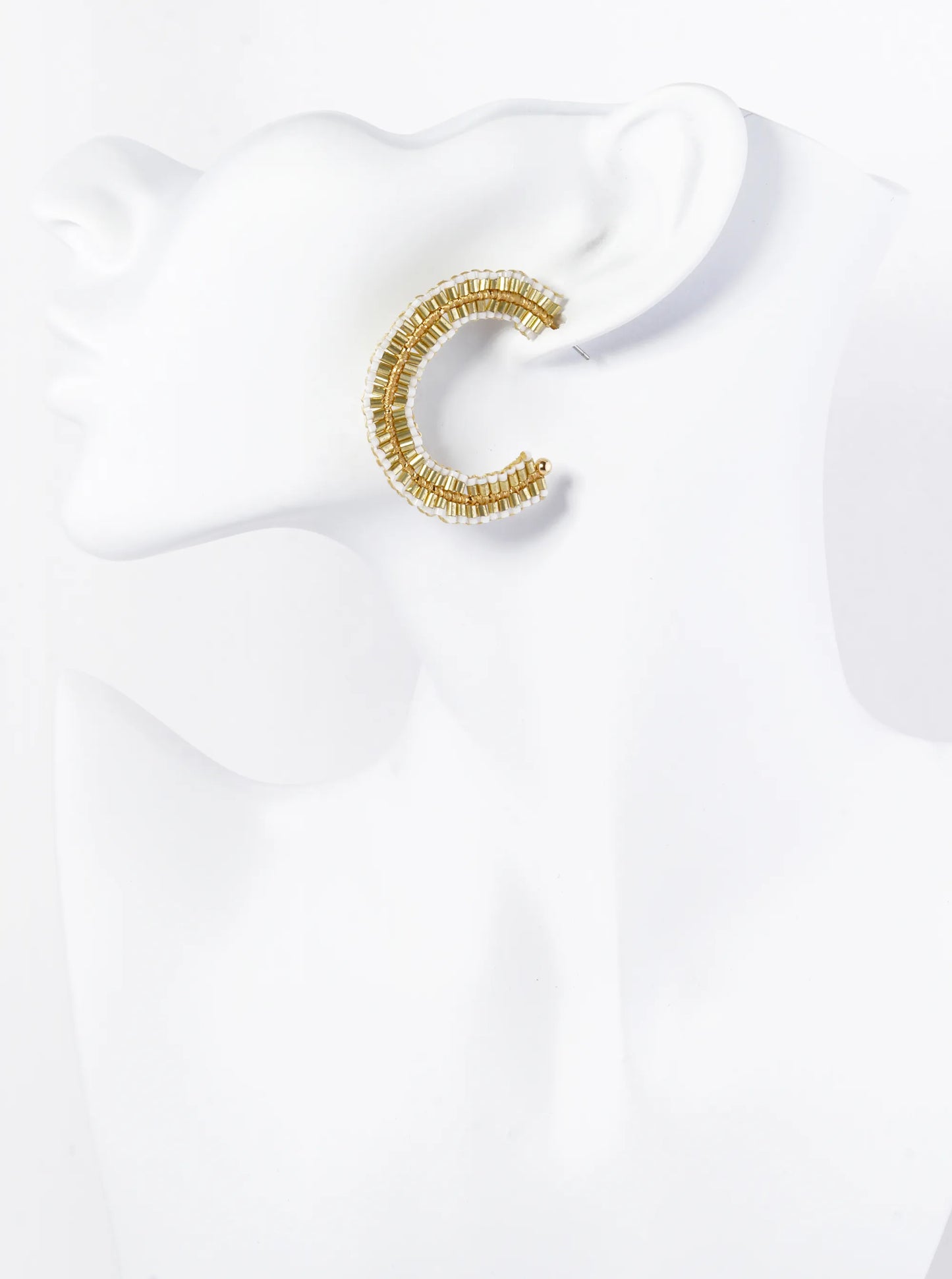 Two-Tone Seed Beaded 40mm Open Hoop Earrings