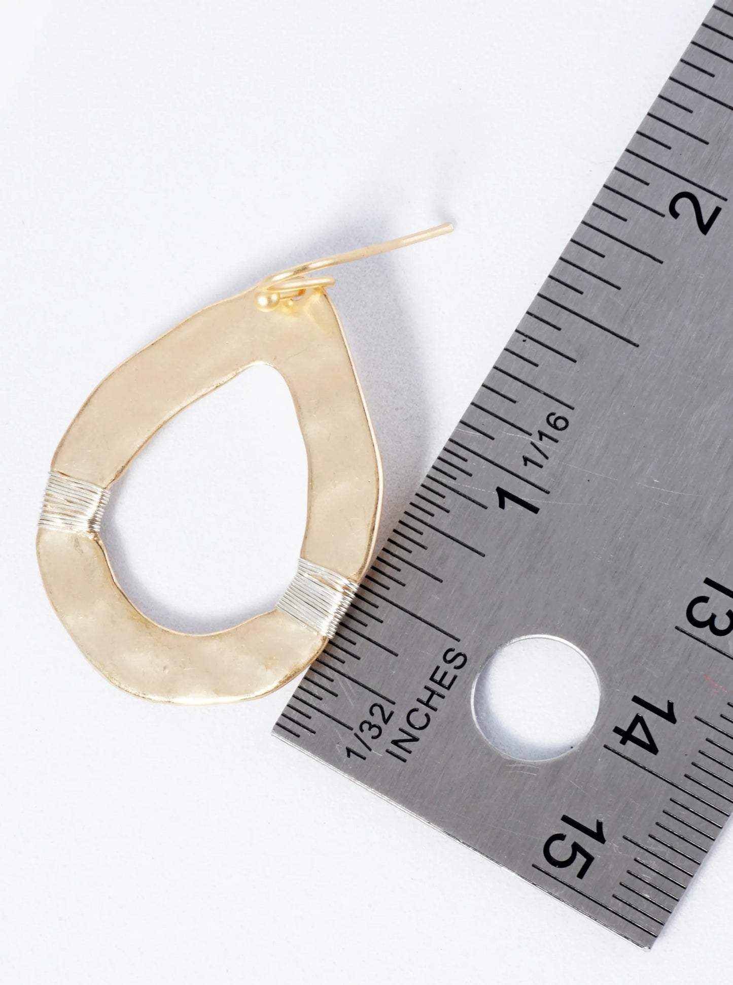 Two-Tone Teardrop Earrings With Hammered Texture And Wire Wraps