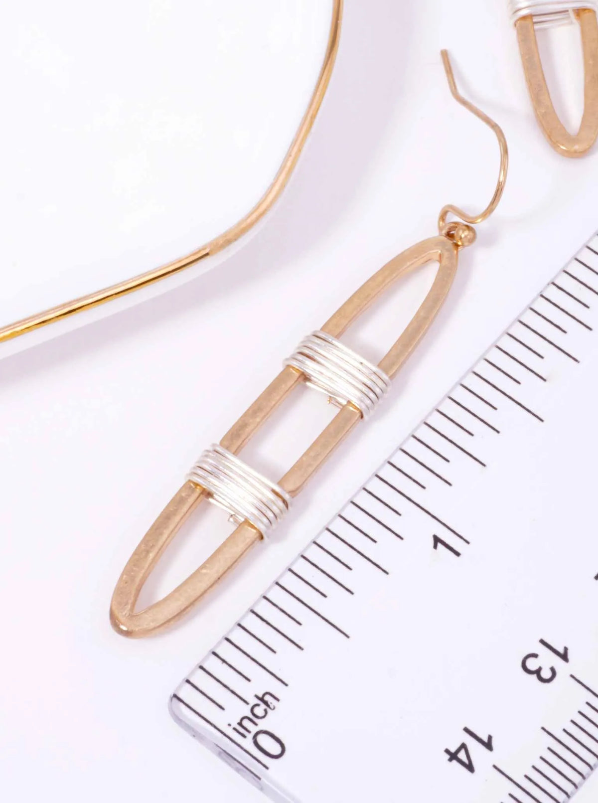 Two-Tone Wire Wrapped Oval Matte Hook Earrings