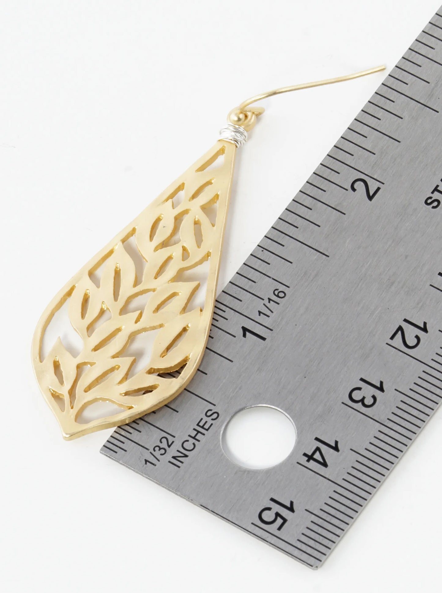 Two-Tone Wired Nature Inspired Filigree Dangle Drop Earrings