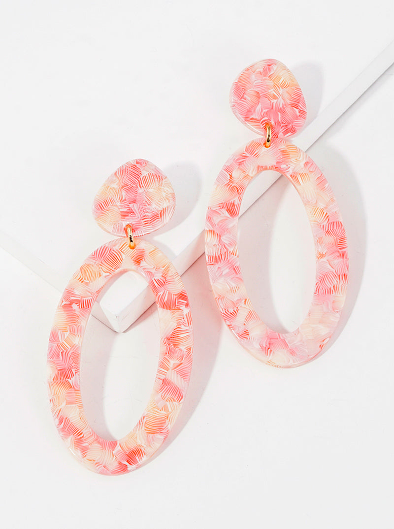 Two-tier Oval Shaped Acetate Post Drop Earrings