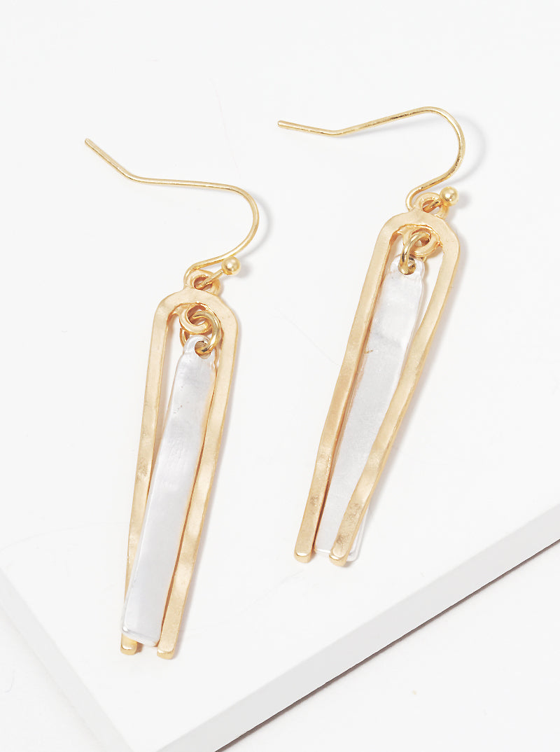Two Tones Hammered Metal Drop Earrings