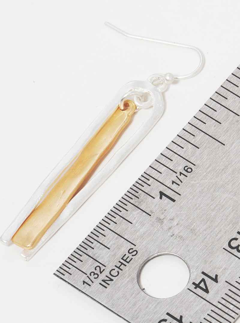 Two Tones Hammered Metal Drop Earrings