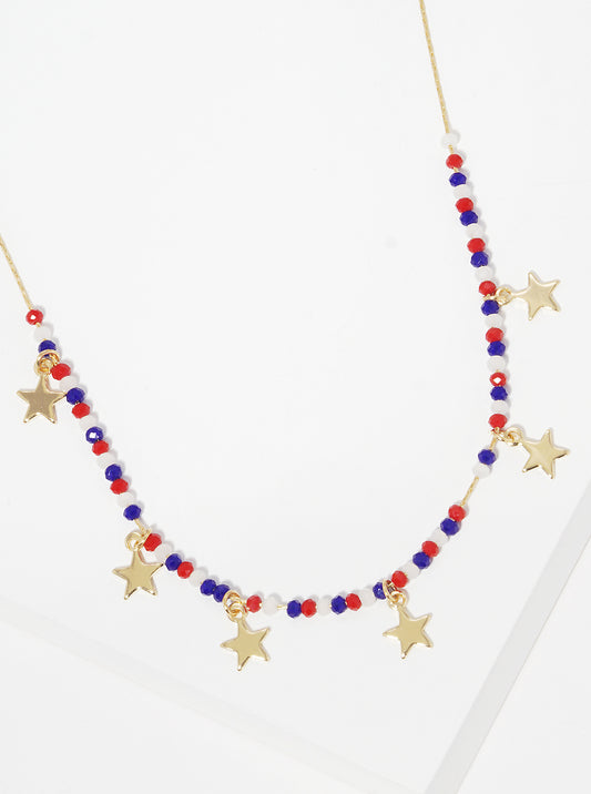 USA Star Bead Patriotic Necklace