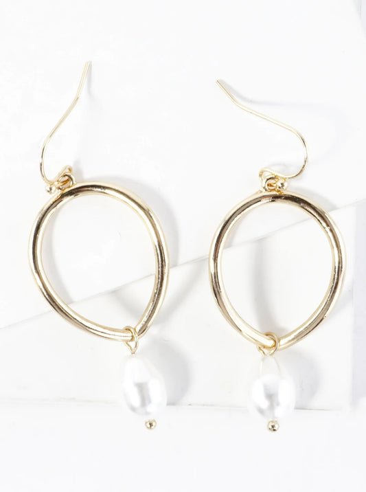Upside Down Teardrop Pearl Dangle Earrings