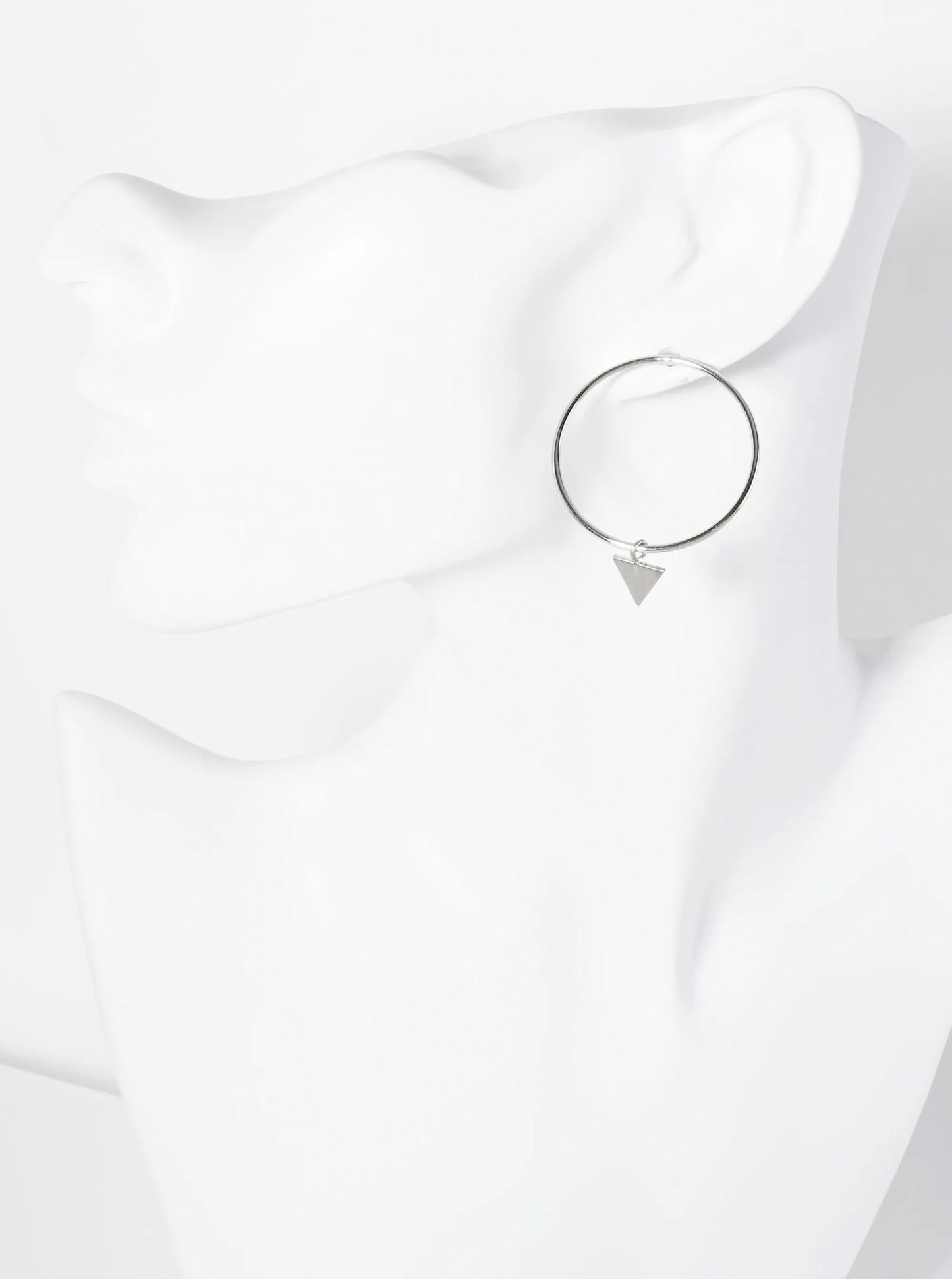 Upside-Down Triangle Drop Geometric Circle Post Earrings