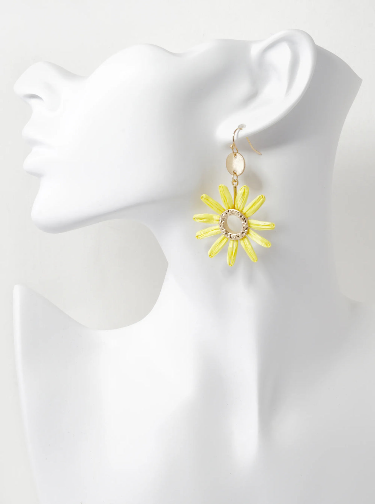Vibrant Color Raffia Flower Drop Lightweight Dangle Earrings