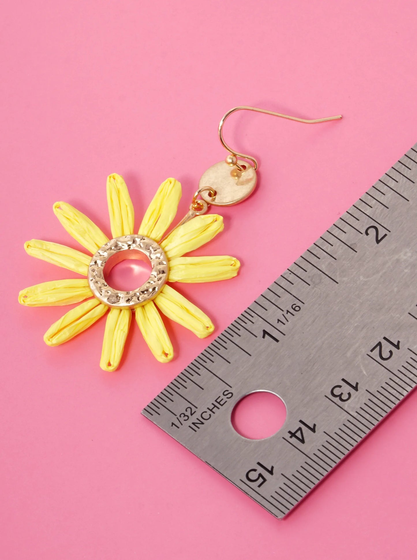 Vibrant Color Raffia Flower Drop Lightweight Dangle Earrings