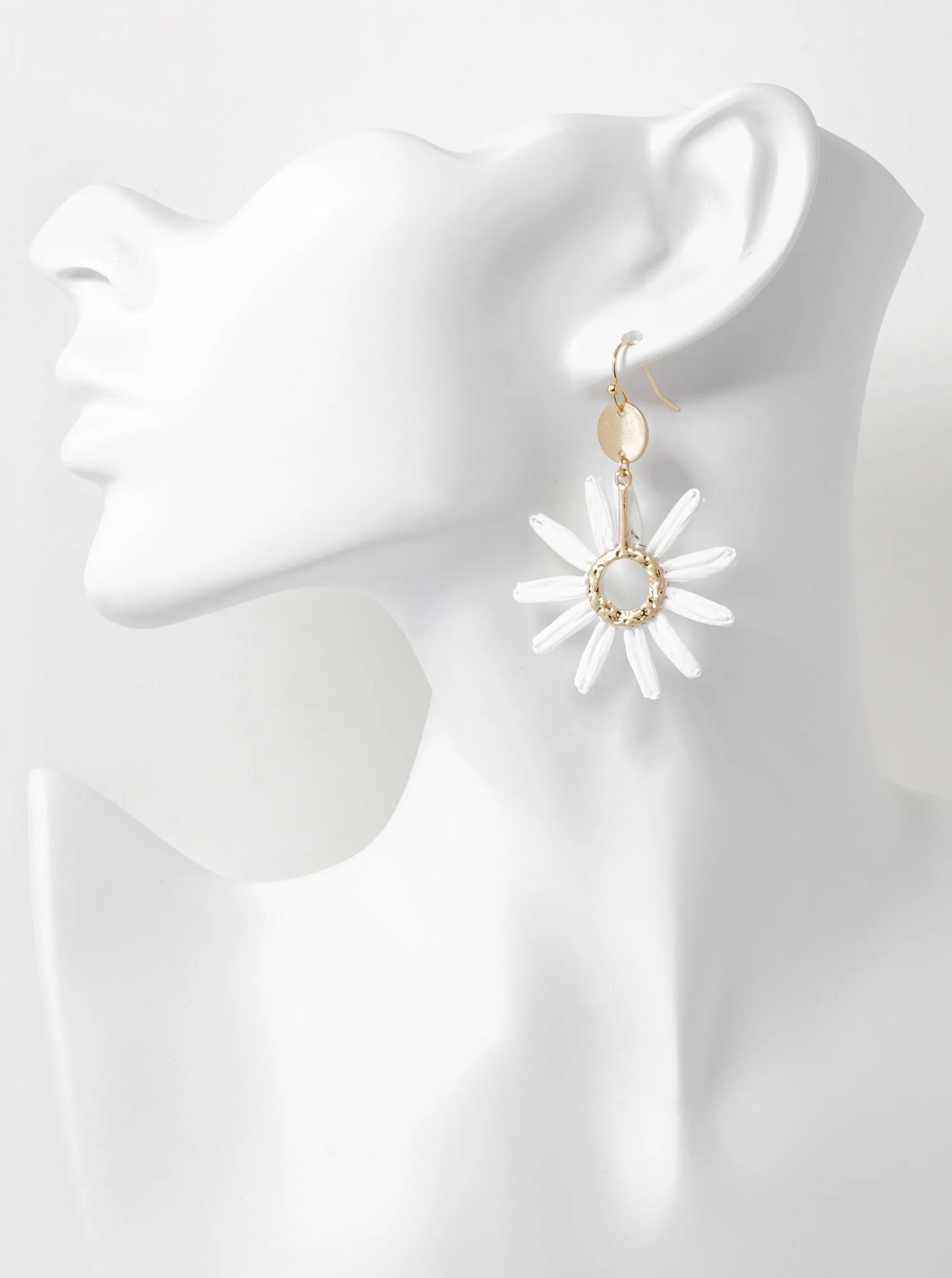 Vibrant Color Raffia Flower Drop Lightweight Dangle Earrings