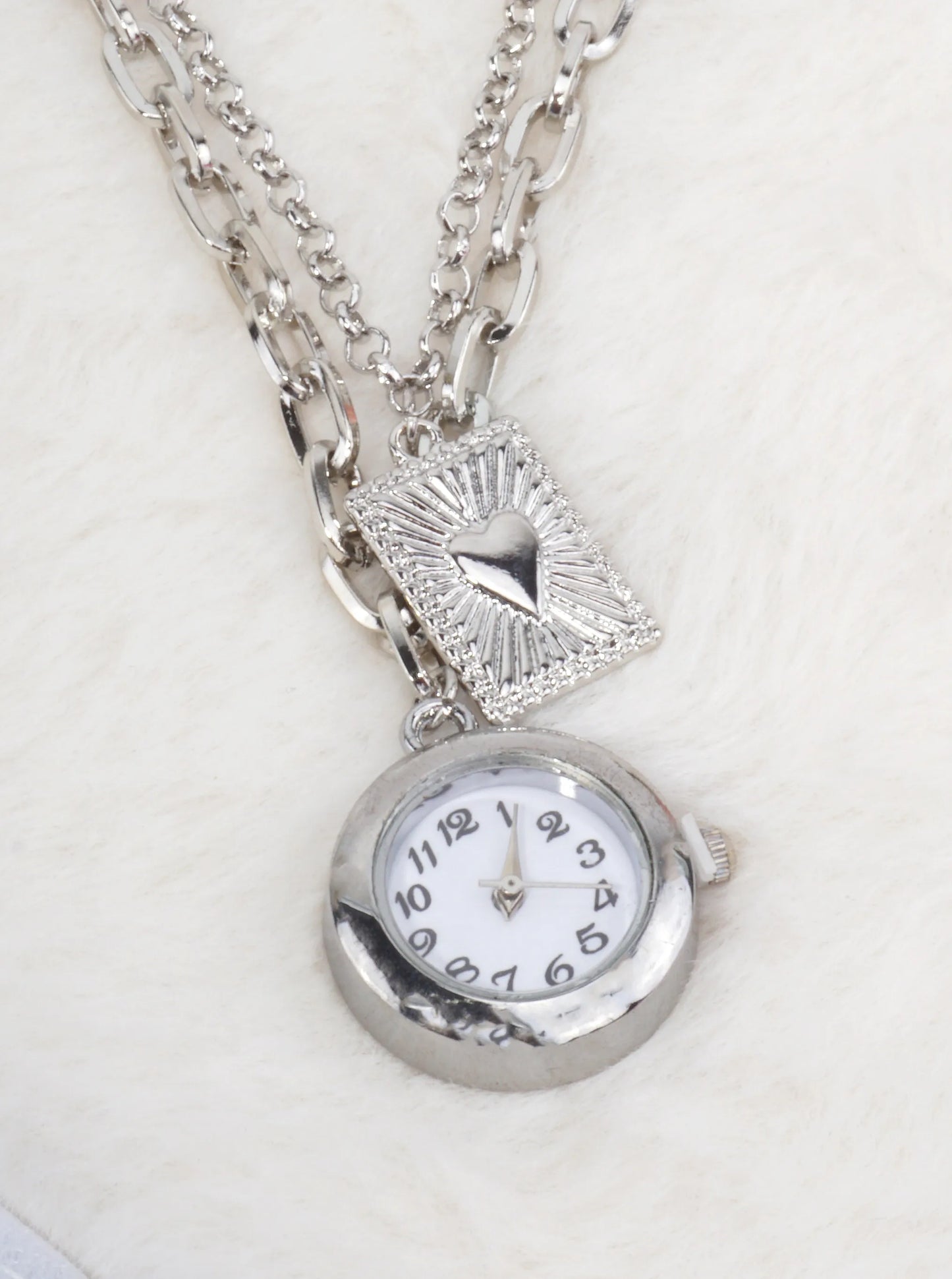 Vintage Layered Functioning Watch Pendant Necklace