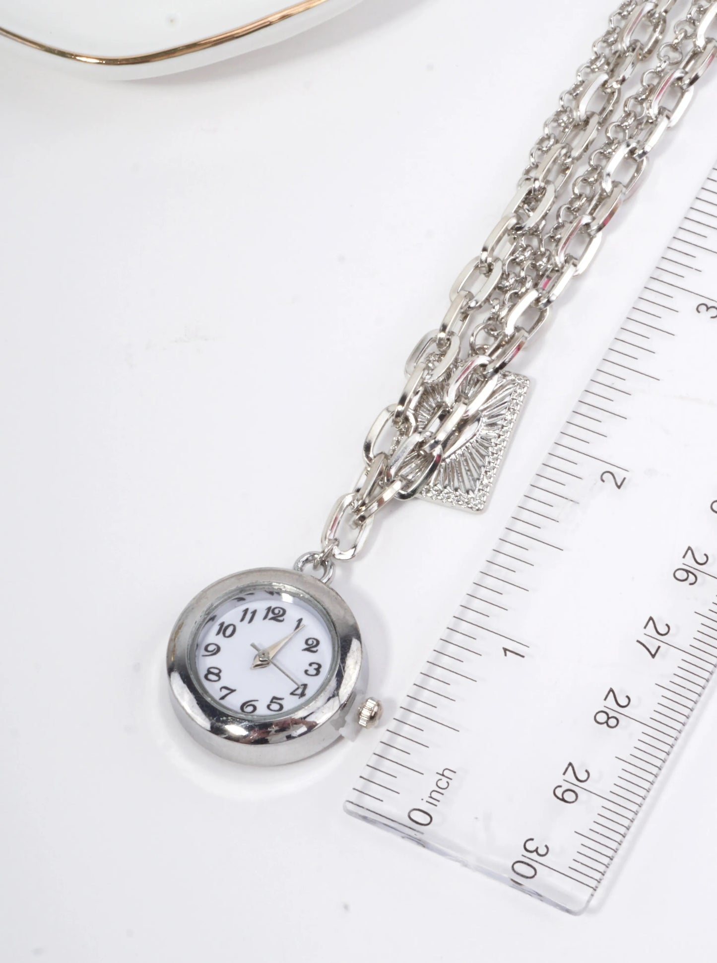 Vintage Layered Functioning Watch Pendant Necklace