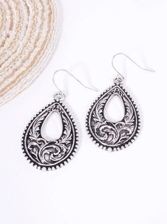 Western Filigree Teardrop Dangle Earrings