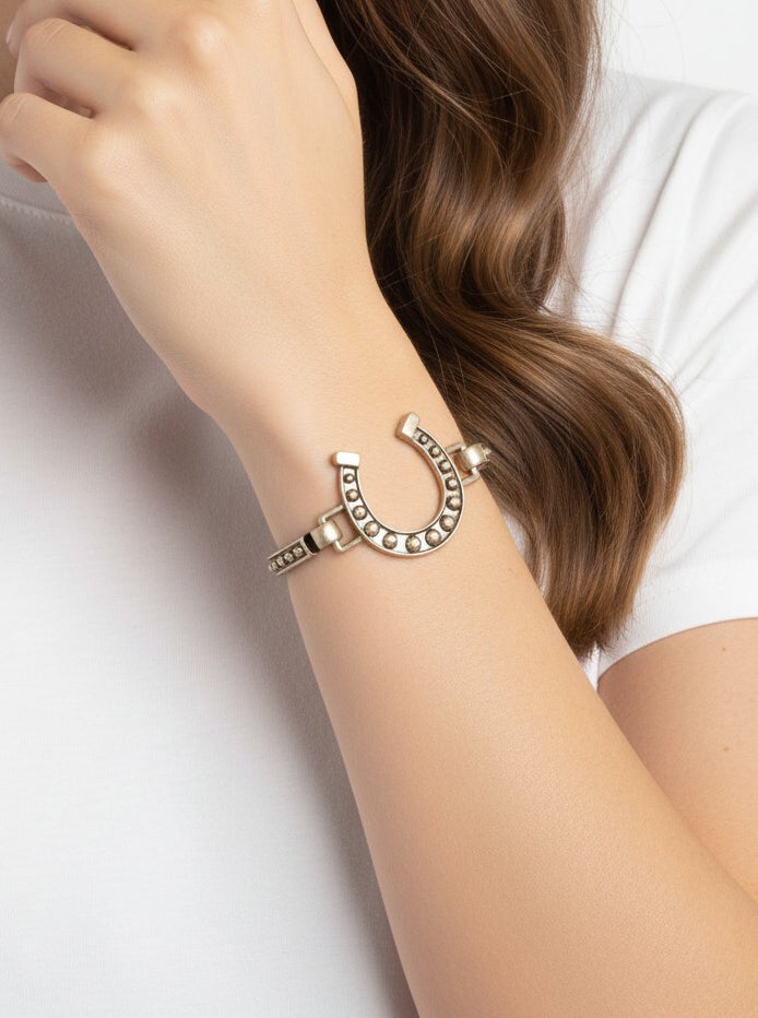Western Oxidized Horseshoe Hook Closure Bracelet