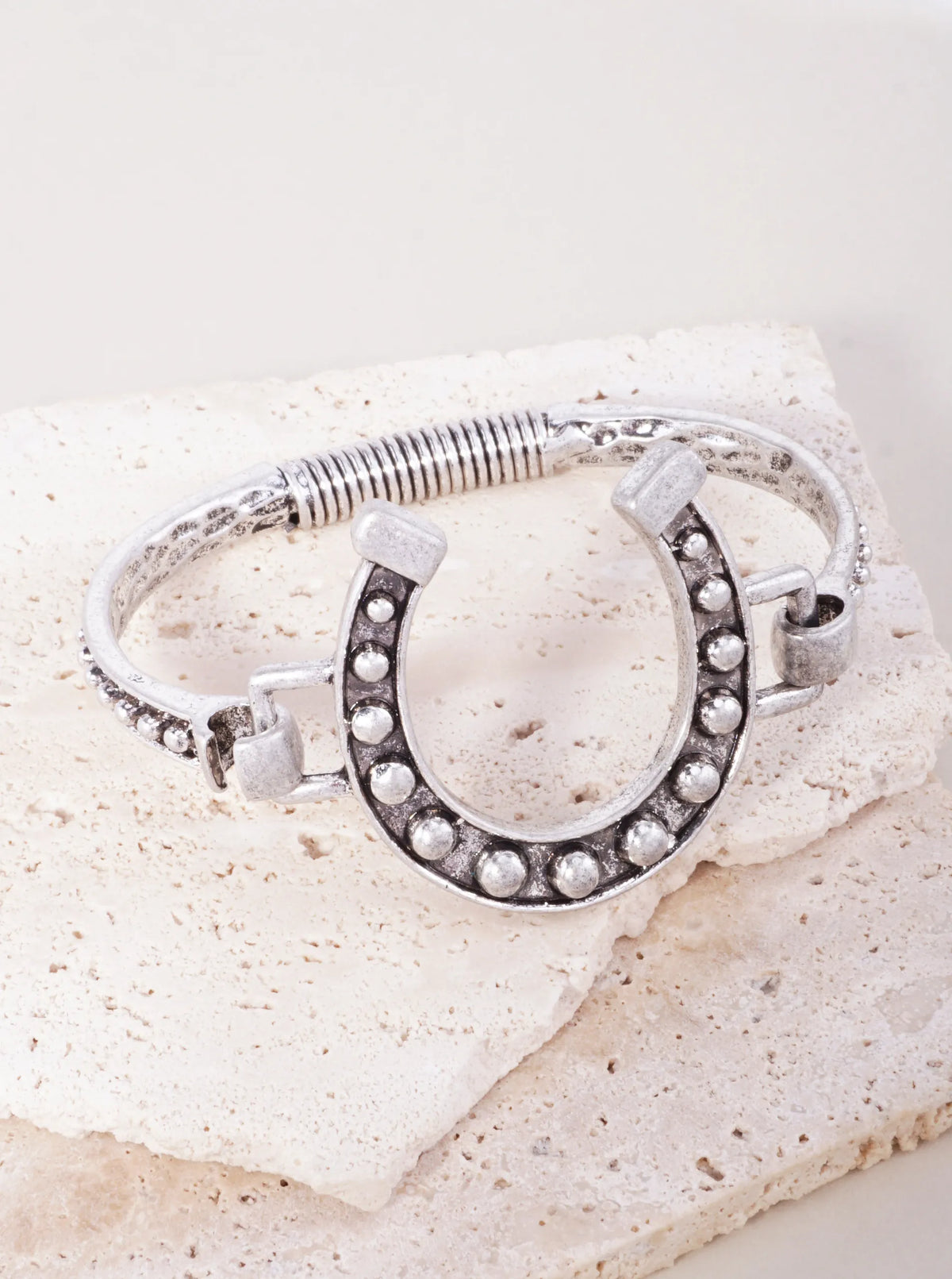 Western Oxidized Horseshoe Hook Closure Bracelet