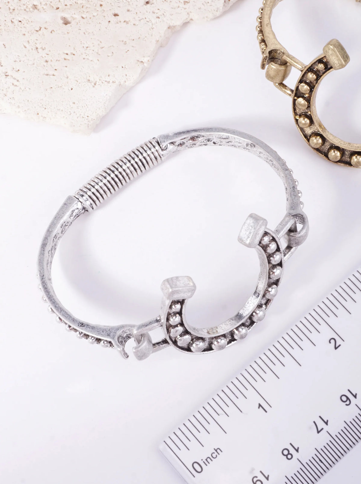 Western Oxidized Horseshoe Hook Closure Bracelet