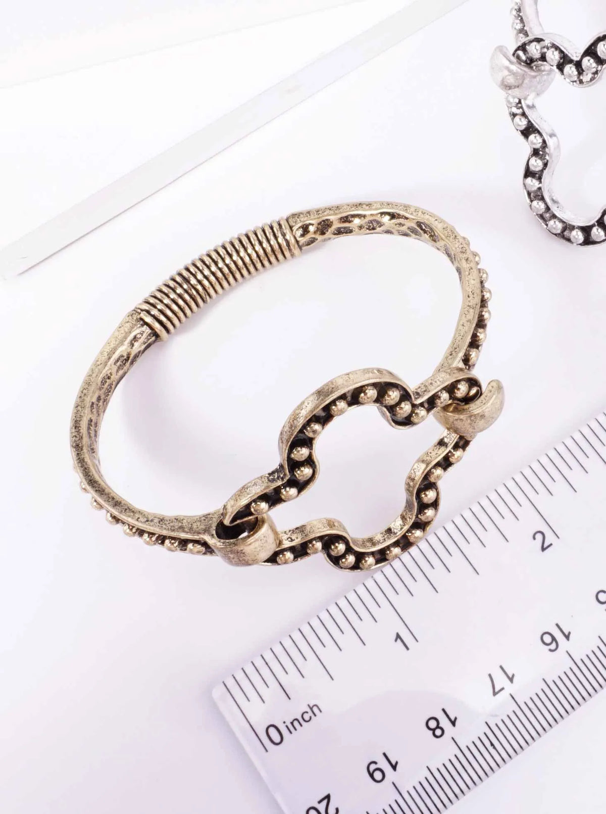 Western Quatrefoil Oxidized Bangle Bracelet