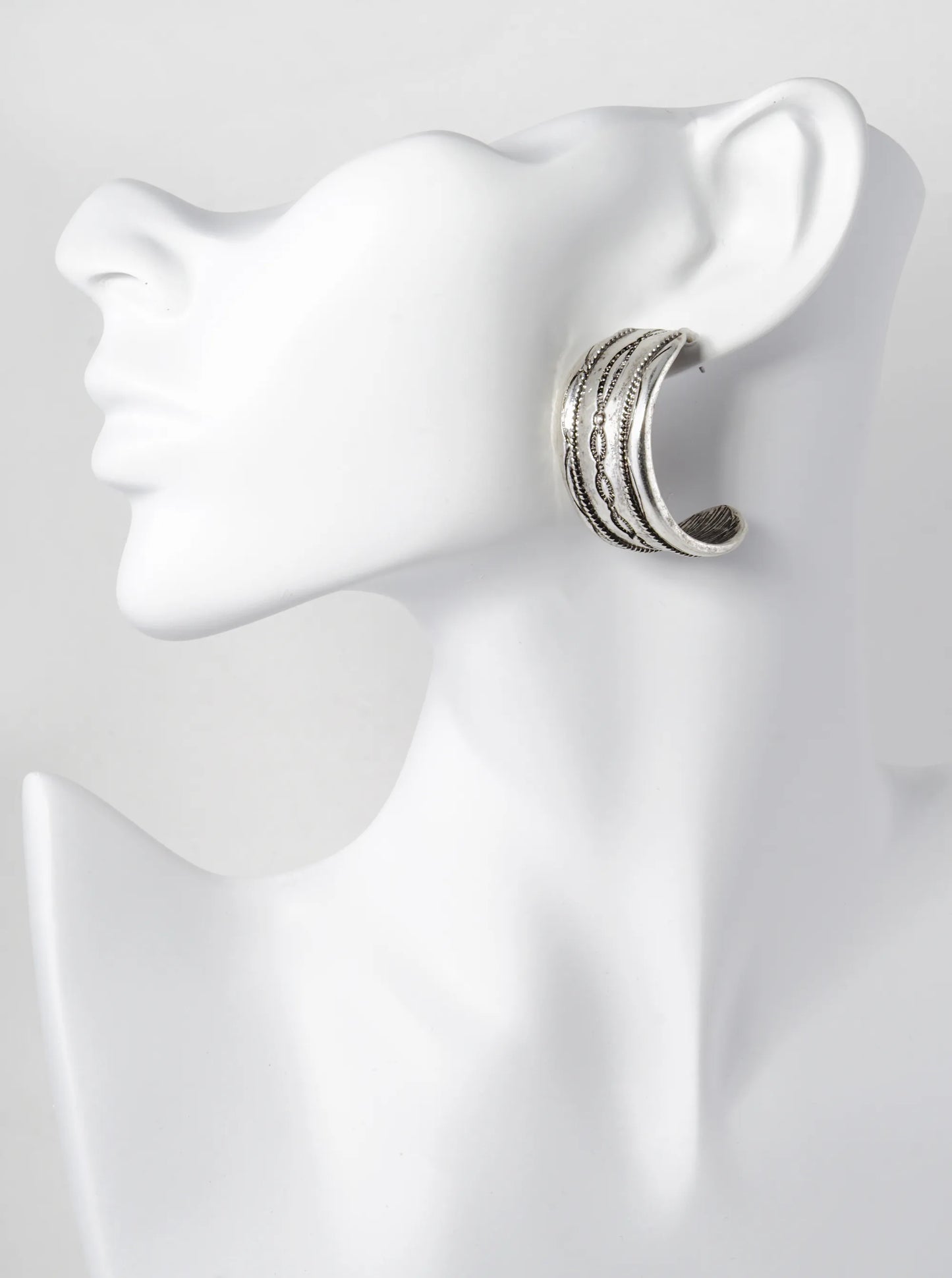 Western Tailored Pattern 35mm Wide Hoop Earrings