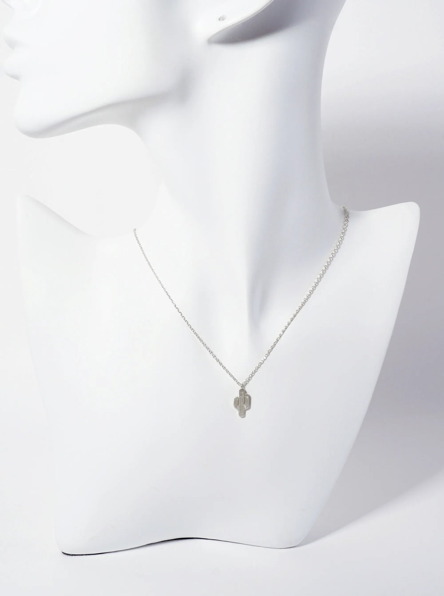 Western-Theme 18K-Gold-Dipped Brushed-texture Cactus Pendant Necklace