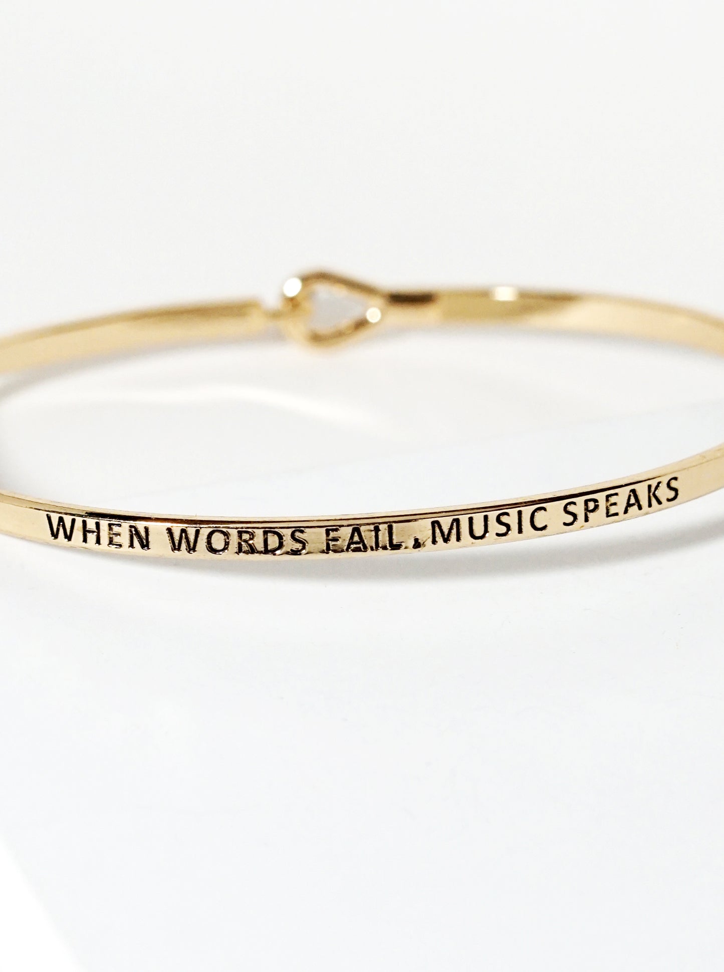 When Words Fail Music Speaks Engraved Inspirational Bangle Bracelet