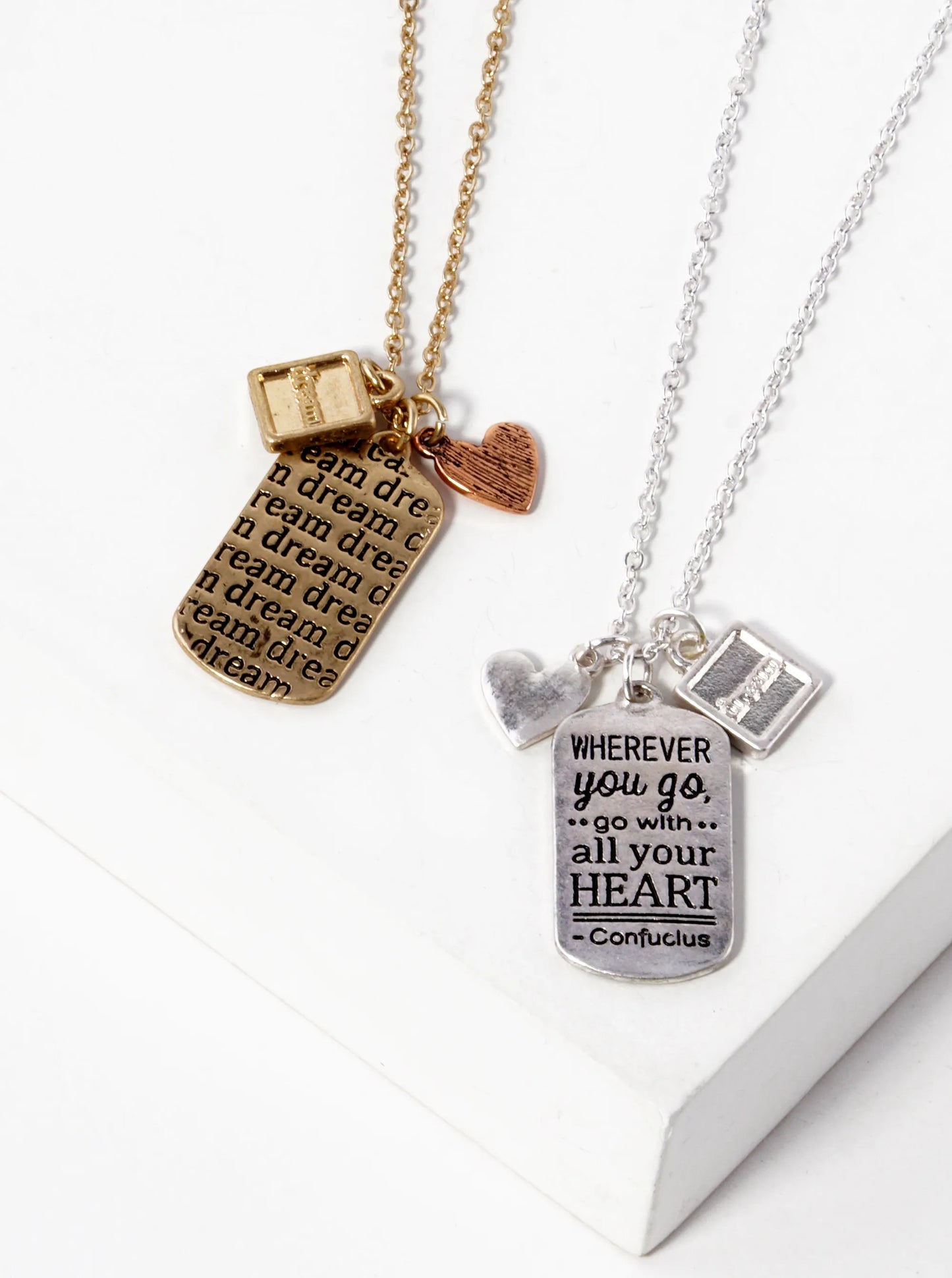 Wherever You Go Go With All Your Heart Engraved Pendant Necklace