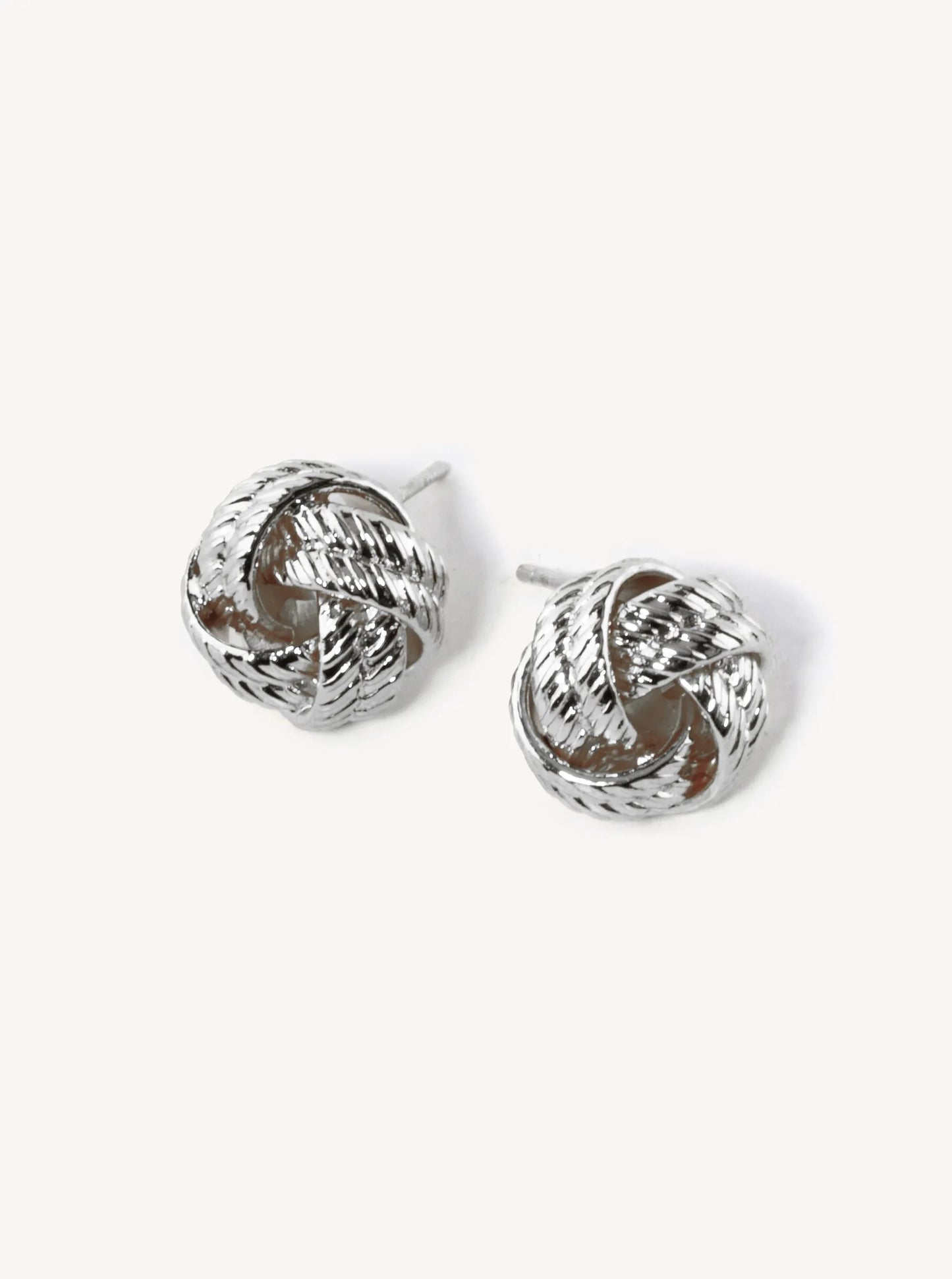 18K Gold Dipped 11mm Textured Brass Love Knot Stud Earrings