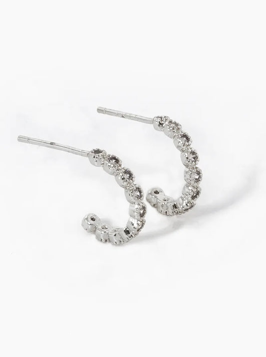 White Gold Dipped 12mm CZ Pave Hoop Earrings