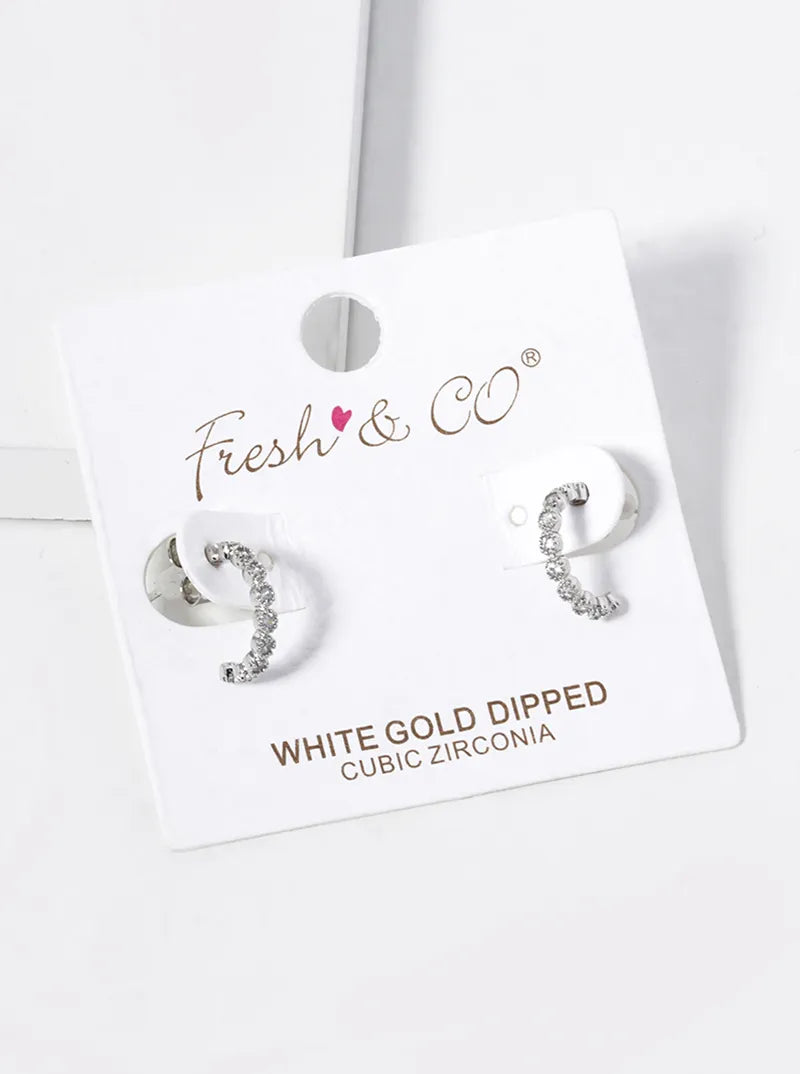 White Gold Dipped 12mm CZ Pave Hoop Earrings