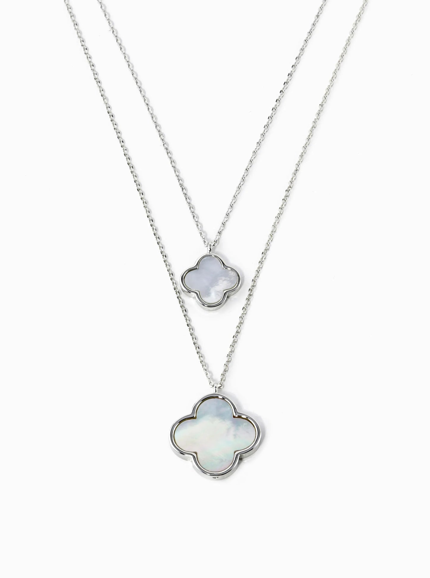 18K Gold Dipped 17 And 12mm Double Quatrefoil Pendant Layered Necklace