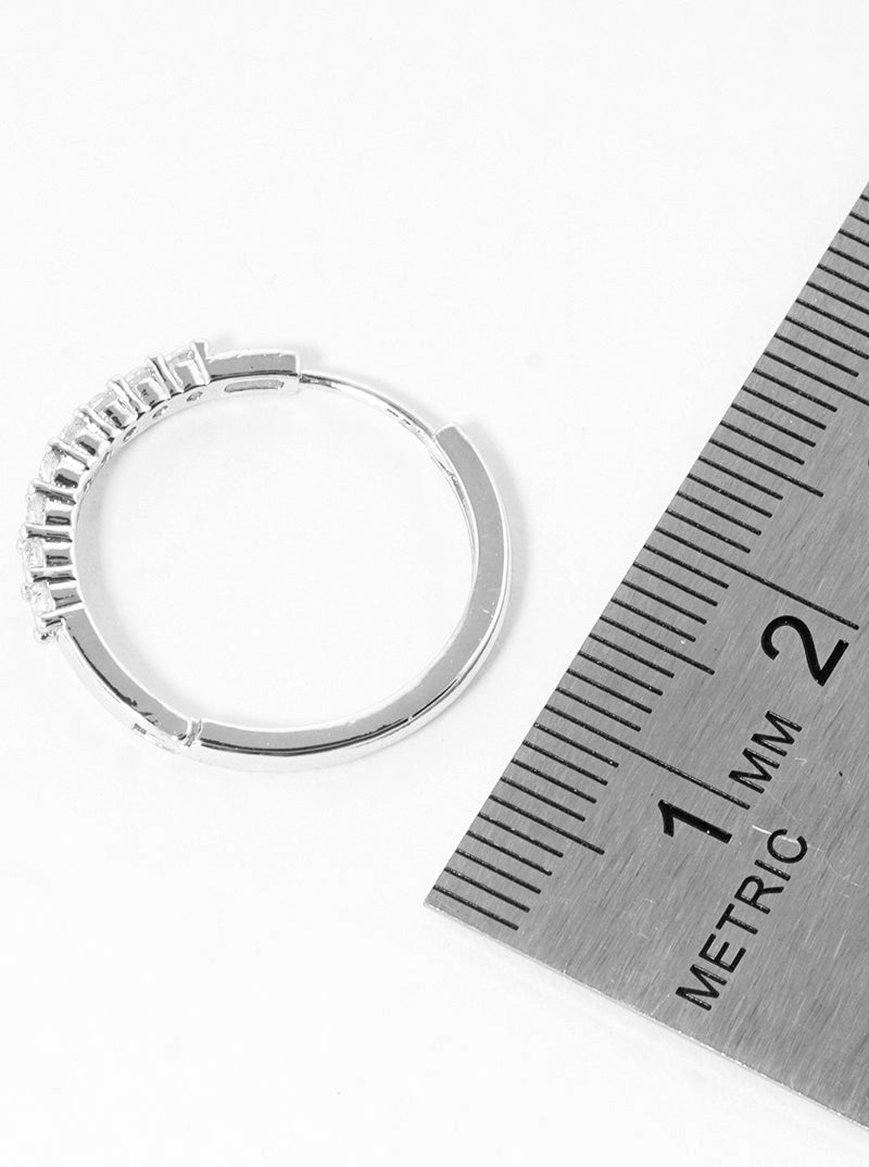 White Gold Dipped 20mm CZ Pave Huggie Hoop Earrings