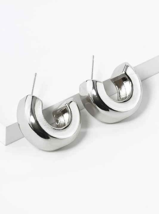 White Gold Dipped 25mm Bold Open Hoop Earrings