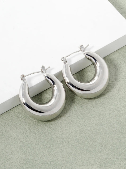 White Gold Dipped 25mm Hollow Bold Hoop Earrings
