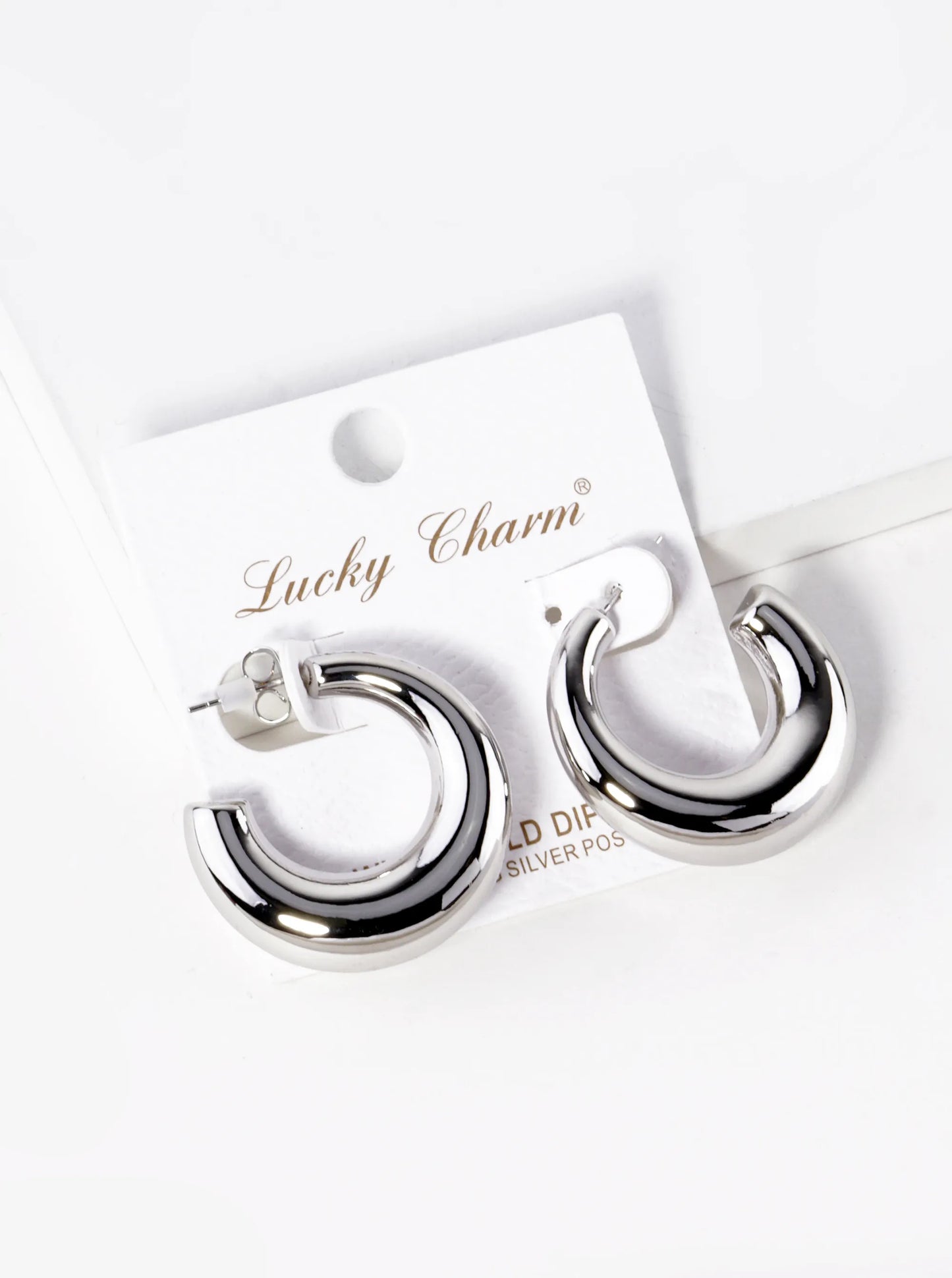 White Gold Dipped 30mm Hollow Open Hoop Earrings