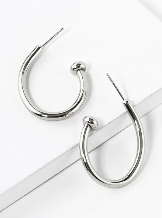 White Gold Dipped 30mm Teardrop Shape Nail Hoop Earrings
