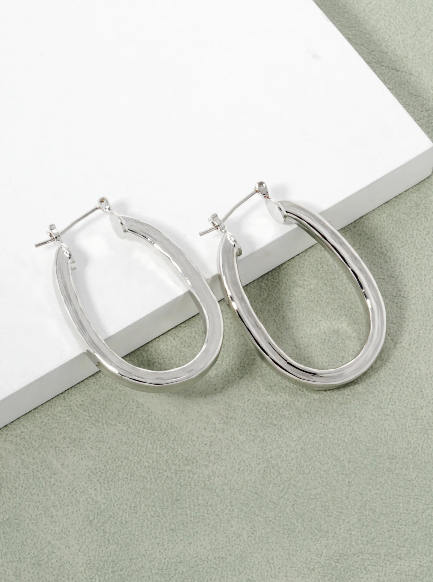 White Gold Dipped 35mm Textured Hoop Earrings