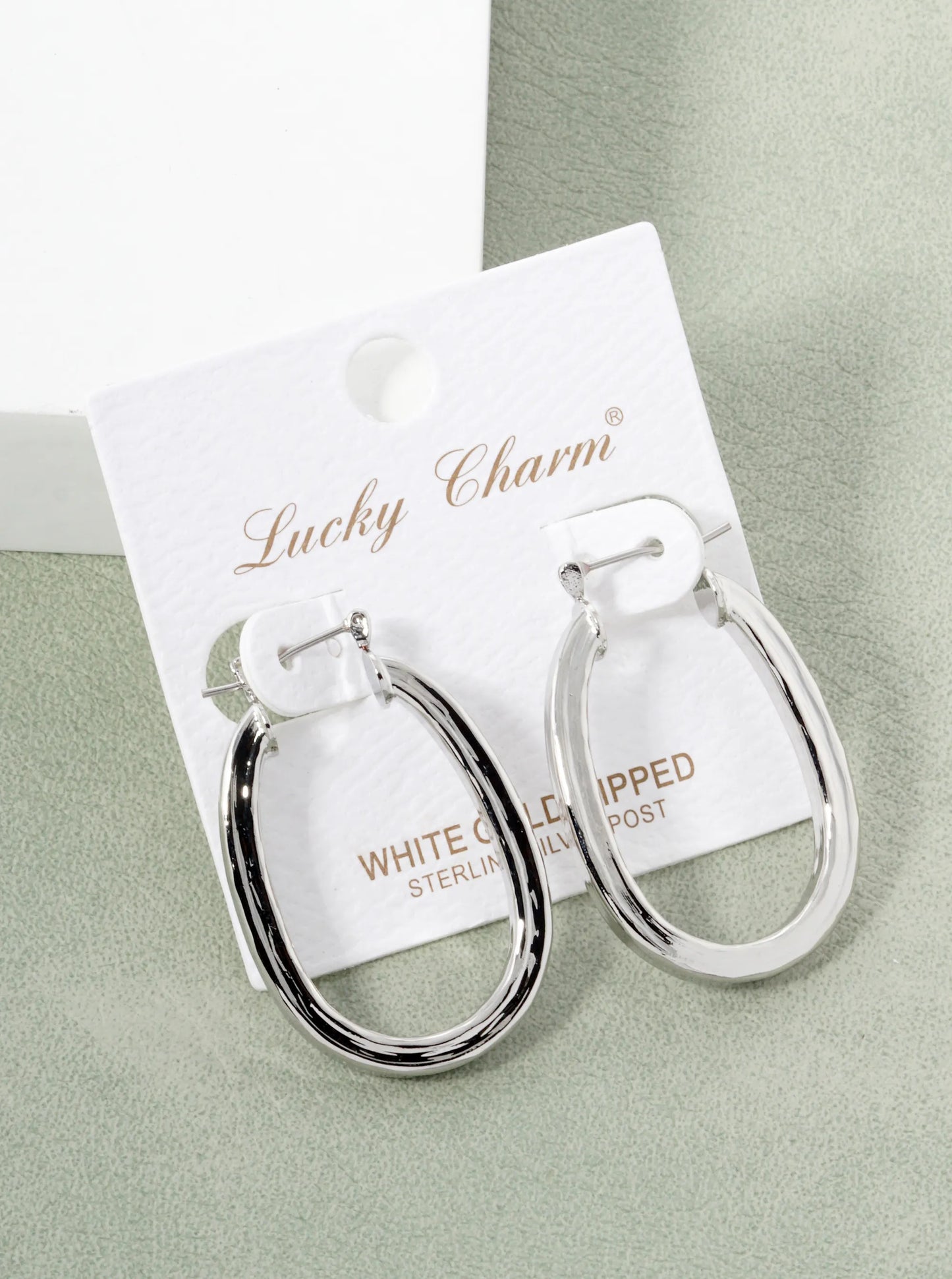 White Gold Dipped 35mm Textured Hoop Earrings