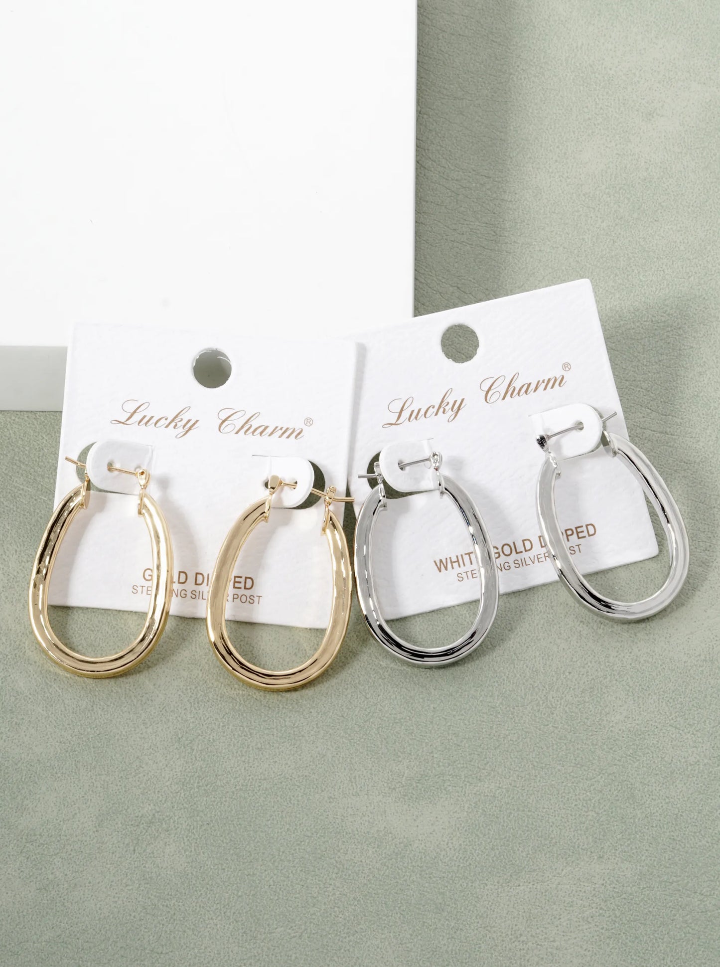 White Gold Dipped 35mm Textured Hoop Earrings