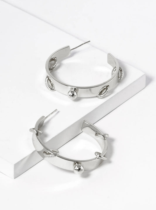 White Gold Dipped 38mm Unique Hoop Earrings