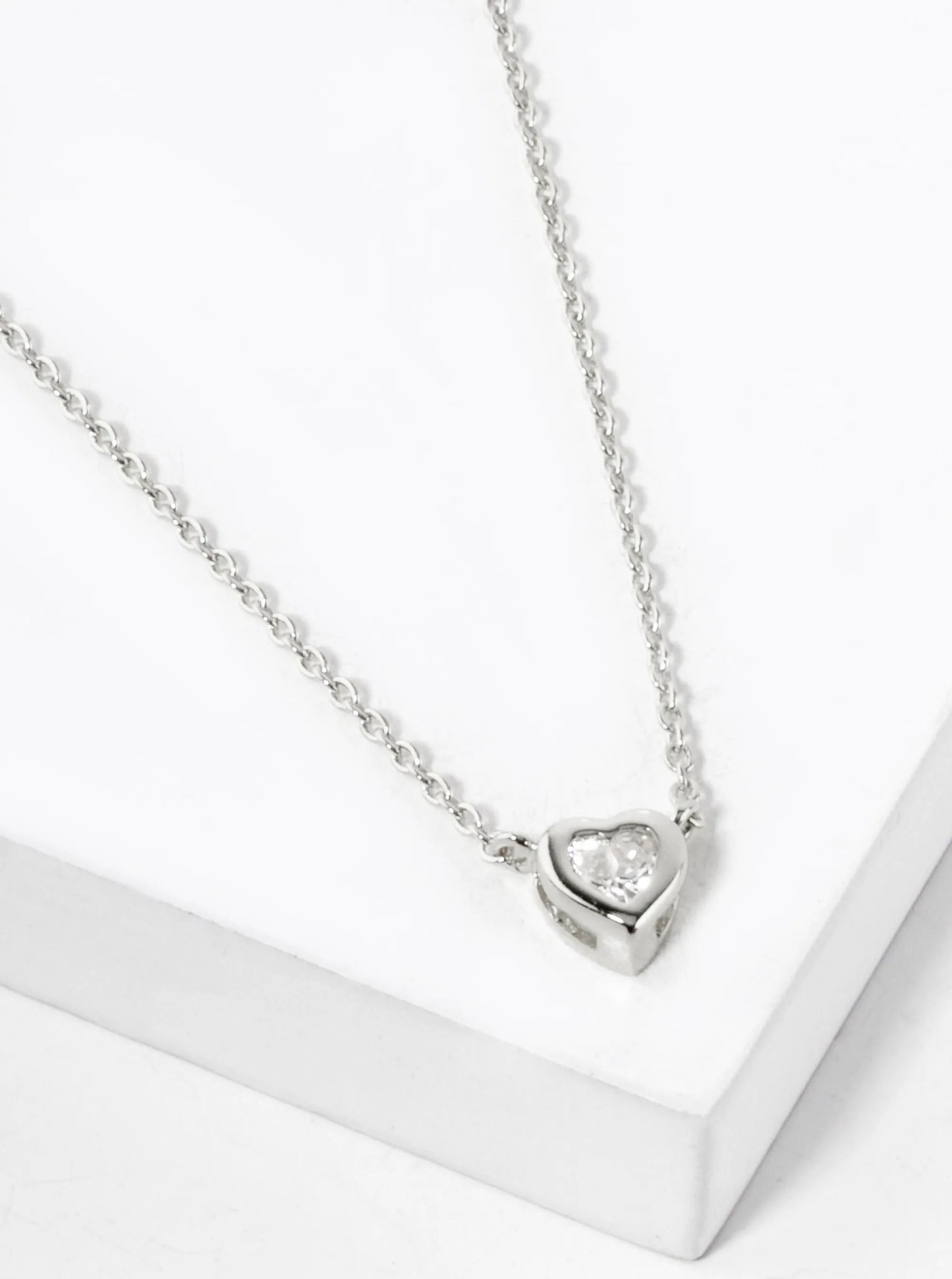 18K Gold Dipped 5mm CZ Stone Heart Pendant Necklace