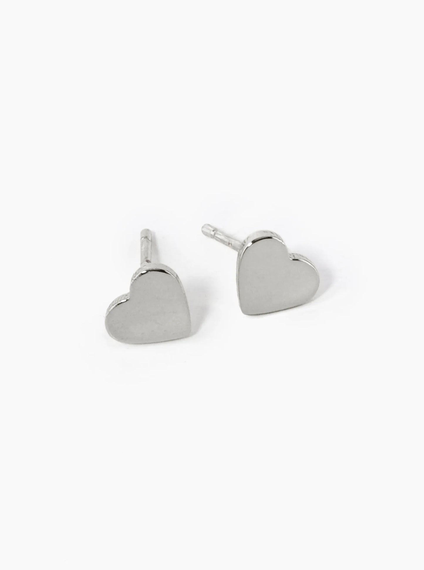 White Gold Dipped 5mm Dainty Heart Stud Earrings
