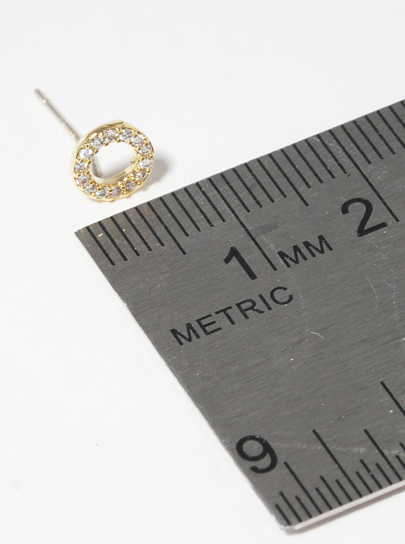 White Gold Dipped 6mm Round CZ Sterling Silver Post Stud Earrings