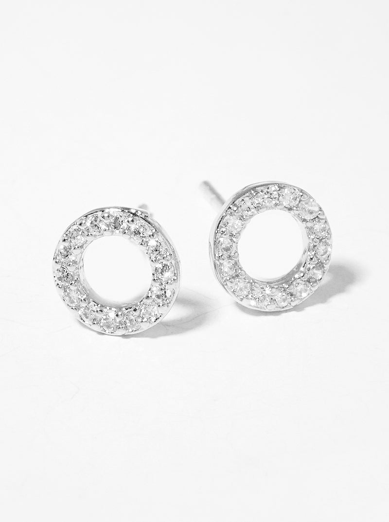 White Gold Dipped 6mm Round CZ Sterling Silver Post Stud Earrings