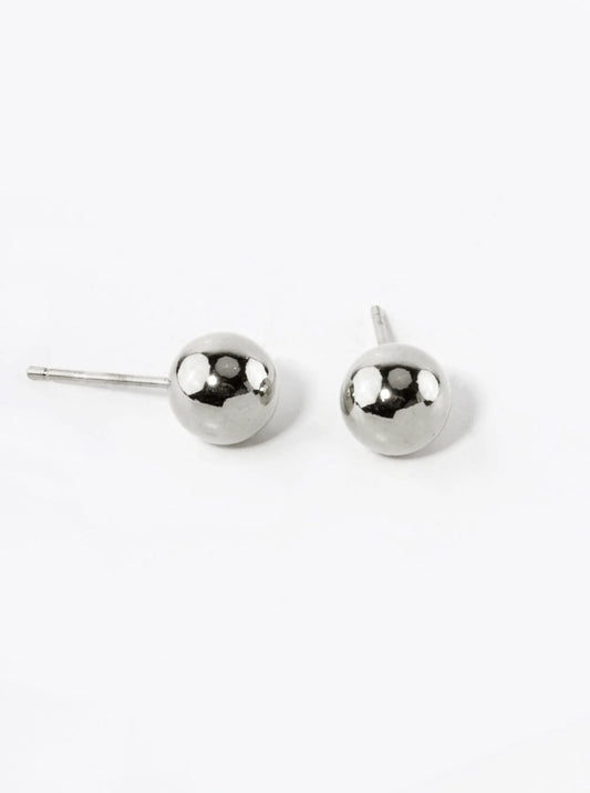 White Gold Dipped 7mm Ball Stud Earrings