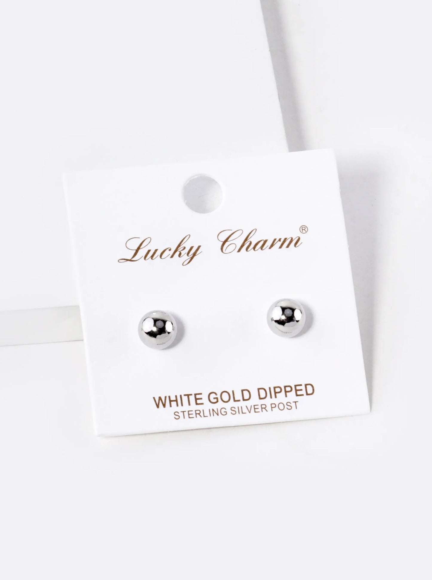 White Gold Dipped 7mm Ball Stud Earrings