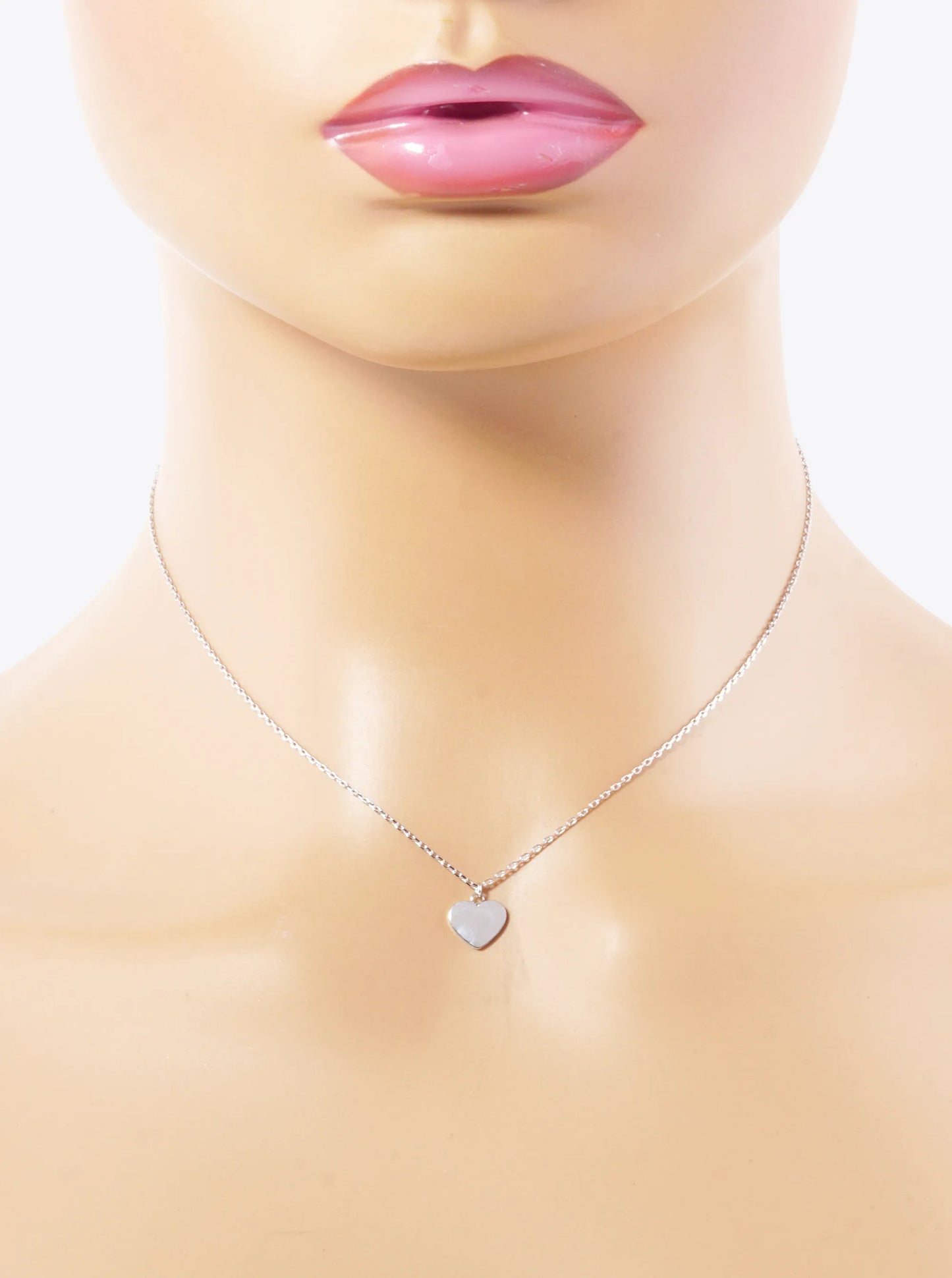 White Gold Dipped 7mm Brass Heart Pendant Necklace