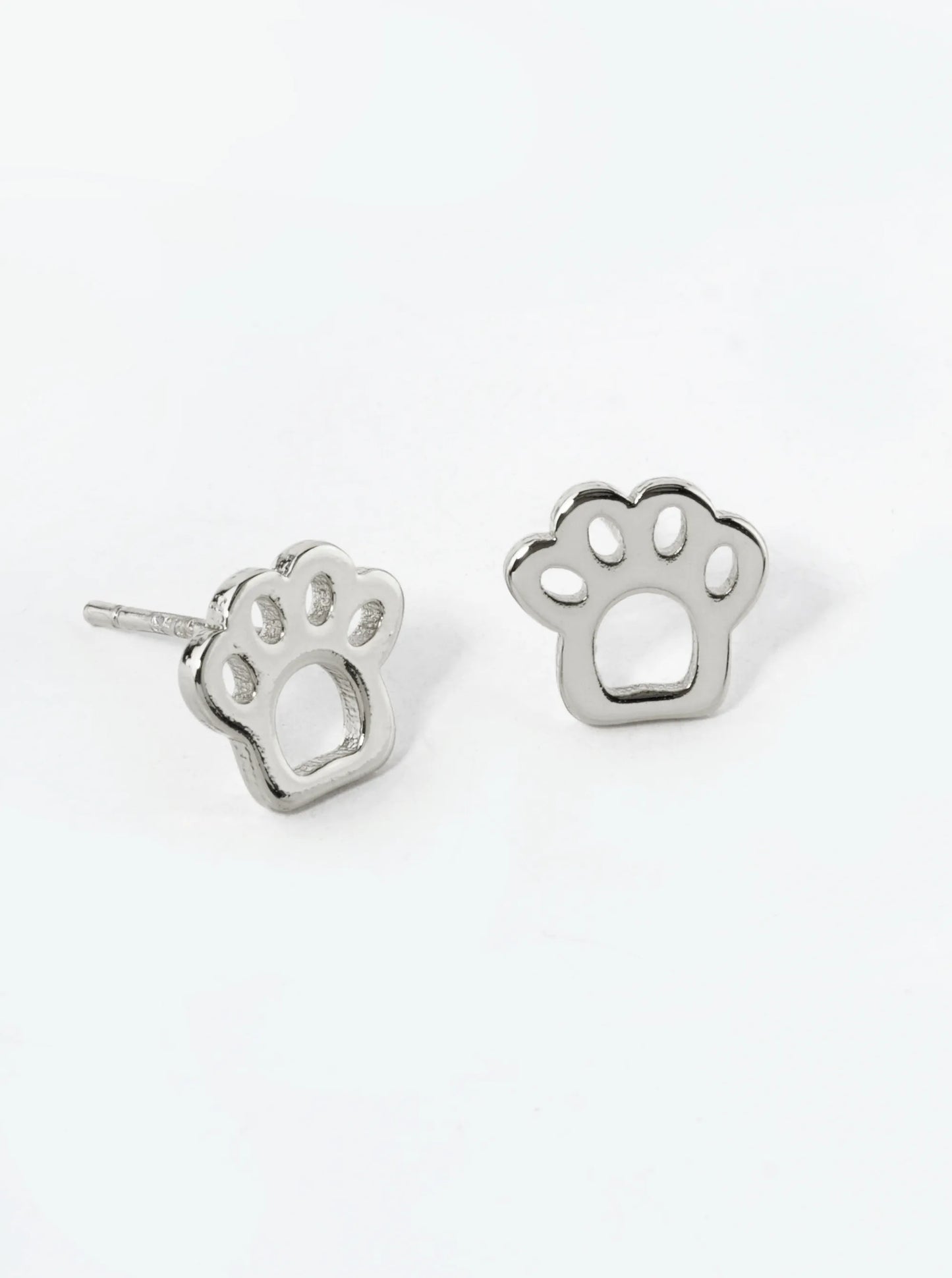 White Gold Dipped 7mm Flat Paw Stud Earrings